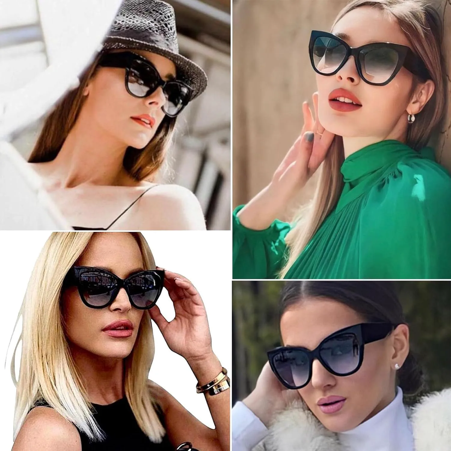 

Модные солнцезащитные очки-«кошачий глаз» большого размера для женщин, стильные, с защитой от УФ-излучения UV400, черные BRMHDY, A4 Blue Leopard Orange/Blue Yellow