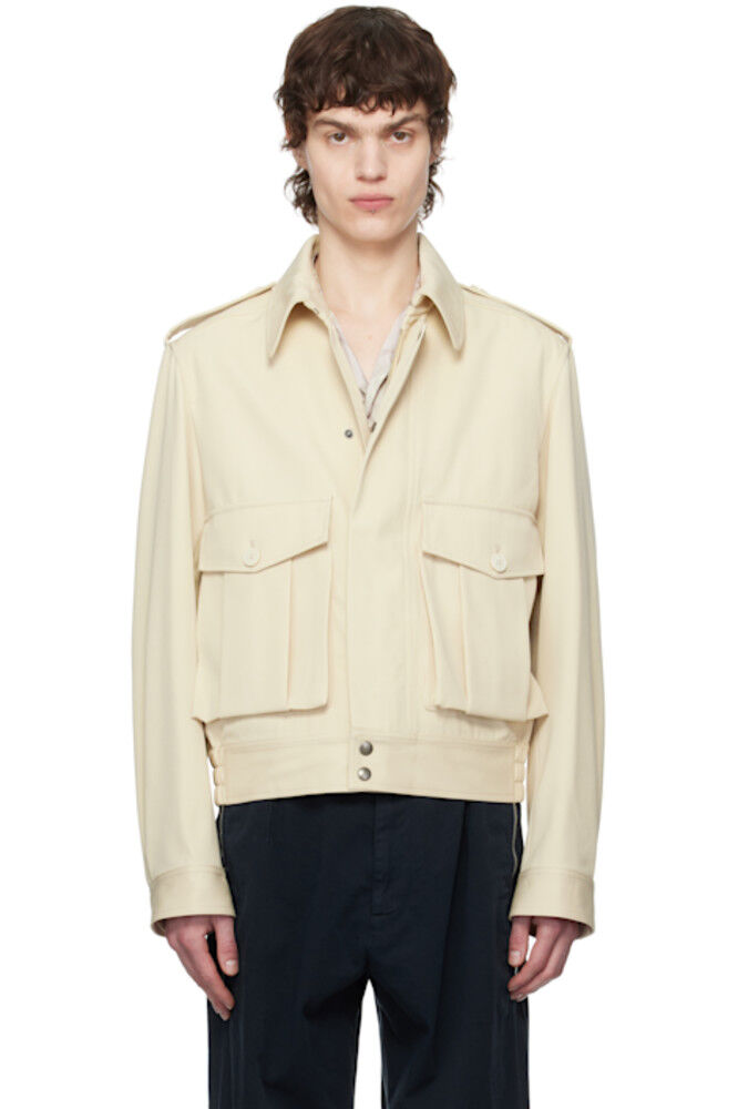 

Бежевый шерстяной габардиновый пиджак Dries Van Noten