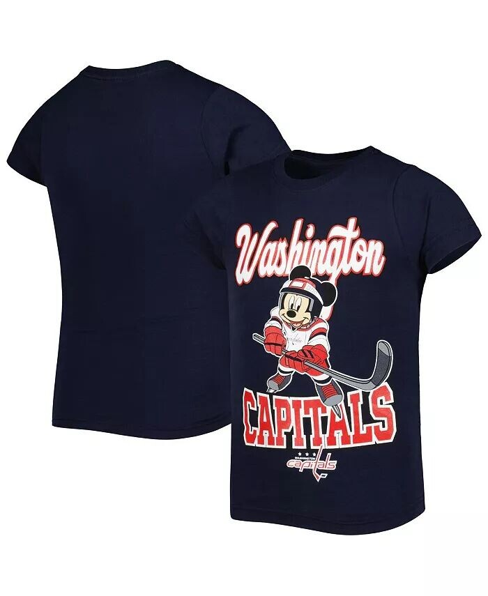 Темно-синяя футболка Big Girls Washington Capitals с Микки Маусом Go Team Go Outerstuff, синий — фото 2