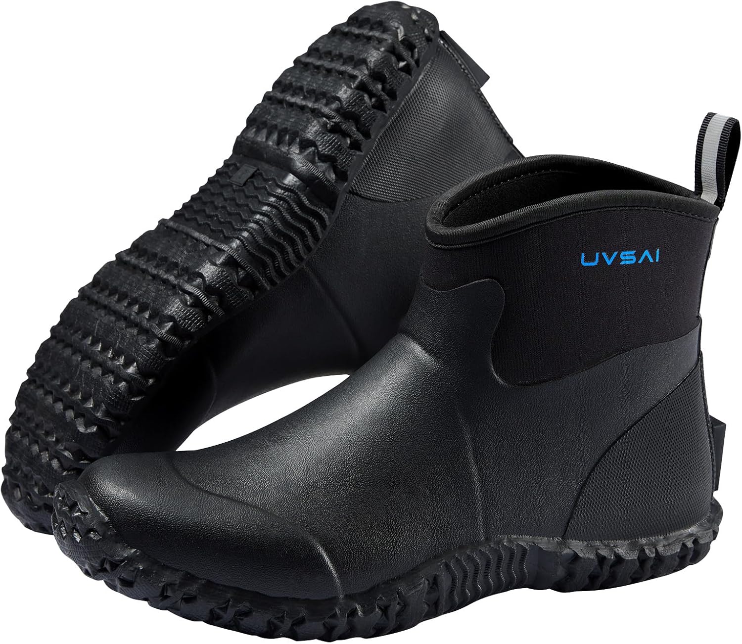 

Мужские водонепроницаемые садовые ботинки 13 см до щиколотки, дождевые ботинки, обувь без шнурков для садоводства, фермерства, ухода за газоном и работы во дворе Uvsai, черный