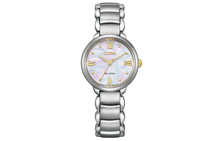 

CITIZEN Световая подзарядка кварцевый механизм браслет из нержавеющей стали женские часы 28 мм розовый циферблат EM0927 87Y