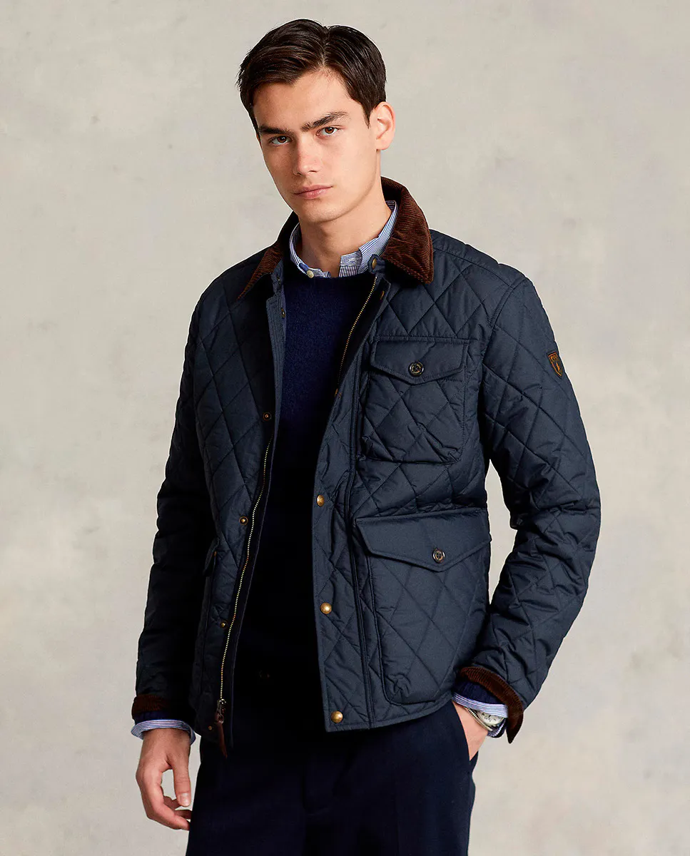 

Мужская куртка с рубашечным воротником и застежкой-молнией Polo Ralph Lauren, темно-синий