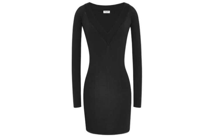 

Платье Saint Laurent с длинными рукавами, черный