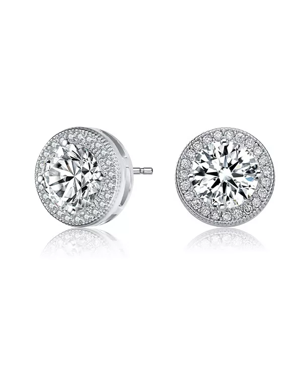 

Серьги-Гвоздики из стерлингового серебра с родиевым покрытием и прозрачными круглыми кубическими цирконами-солитерами Genevive, clear