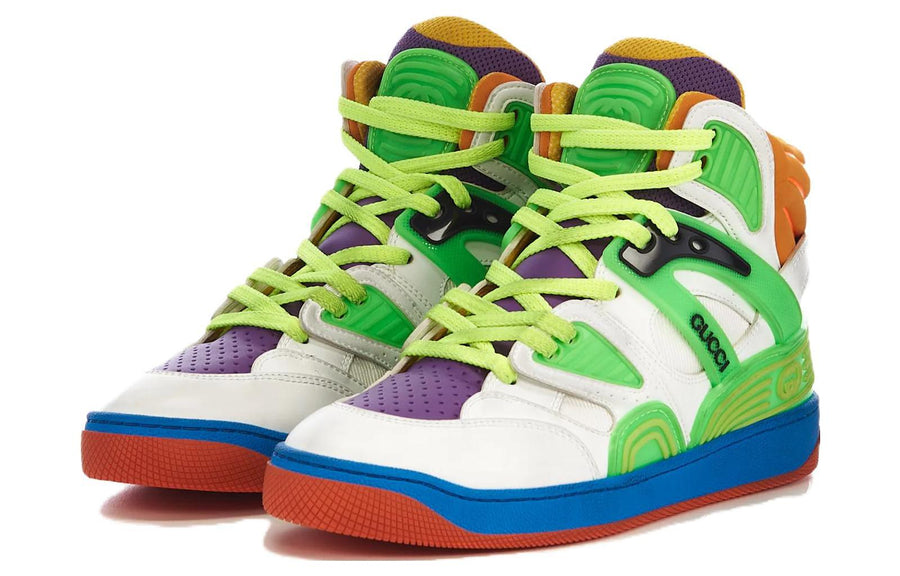 Кроссовки (WMNS) Gucci Basket High'White Green Purple' — фото 3