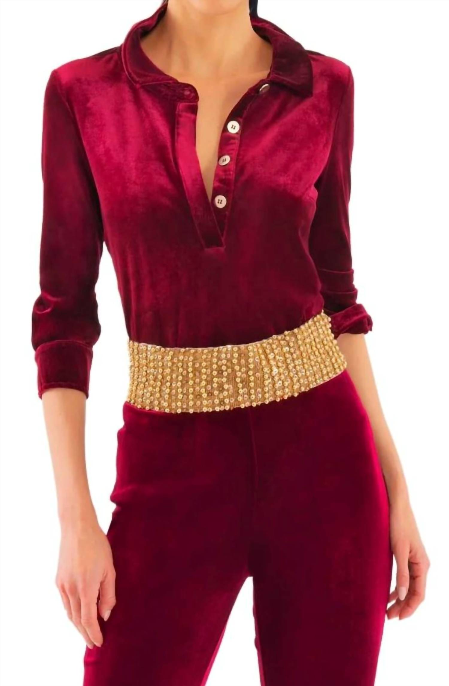 

Шелковый бархатный топ в бордовом цвете GRETCHEN SCOTT