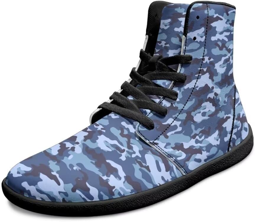 

Мужские рабочие кроссовки с камуфляжным принтом, высокие, легкие, с противоскользящей подошвой и нулевым перепадом высоты Getelinseng, черный/синий