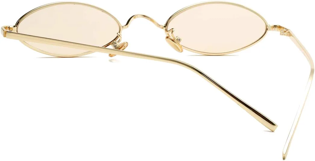 

COASION Винтажные маленькие овальные солнцезащитные очки в стиле ретро для женщин и мужчин, в стиле хиппи, с металлической оправой, A4 Gold Frame/Amber Lens