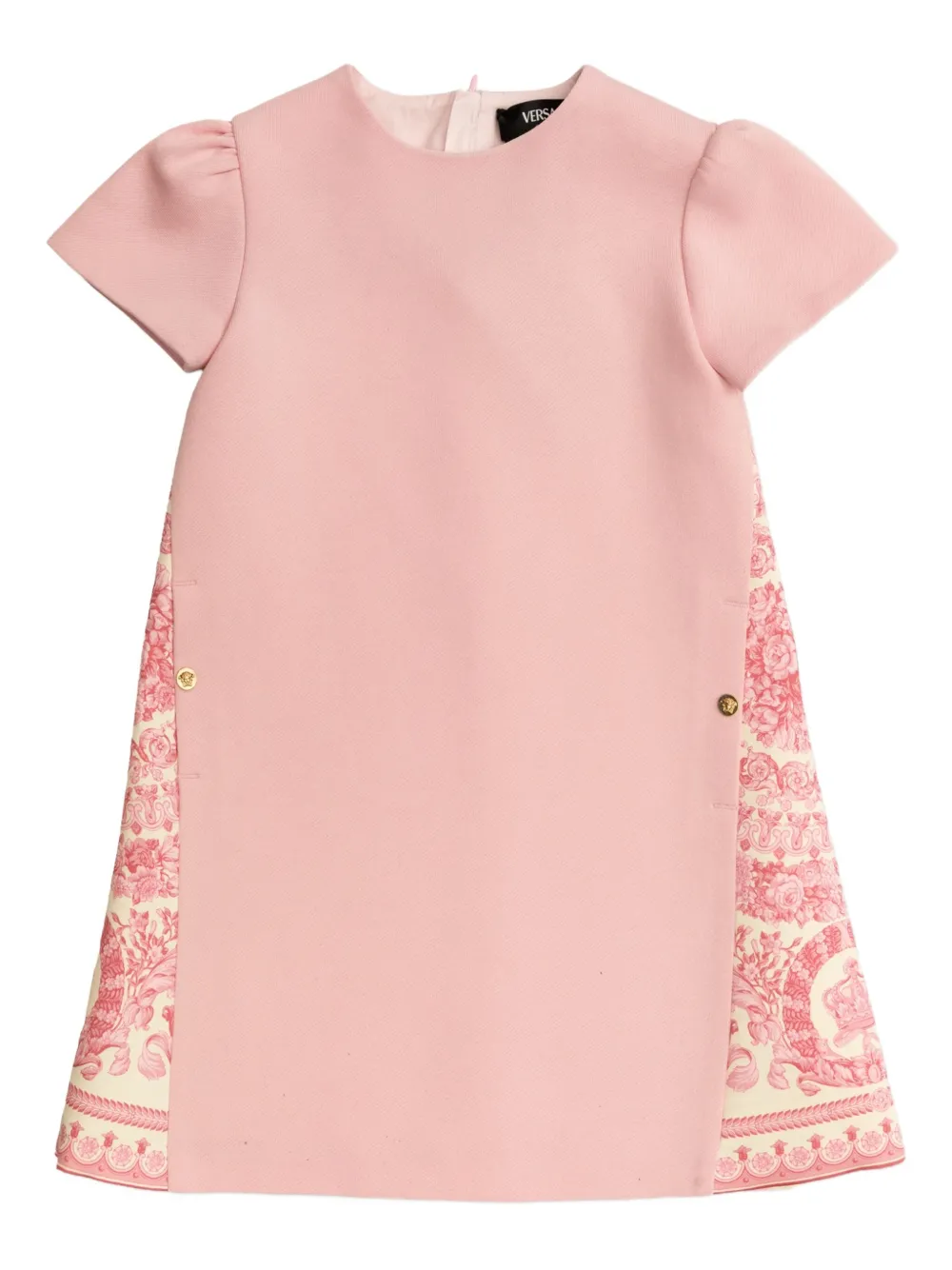 

Платье с короткими рукавами и цветочным принтом Versace Kids, розовый