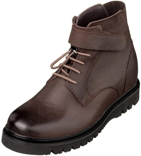 

Мужские невидимые обувные вставки для увеличения роста CALTO - Черные кожаные шнурованные повседневные ботинки - Увеличение роста на 8 см - K83114 - Размер 7 D(M) US