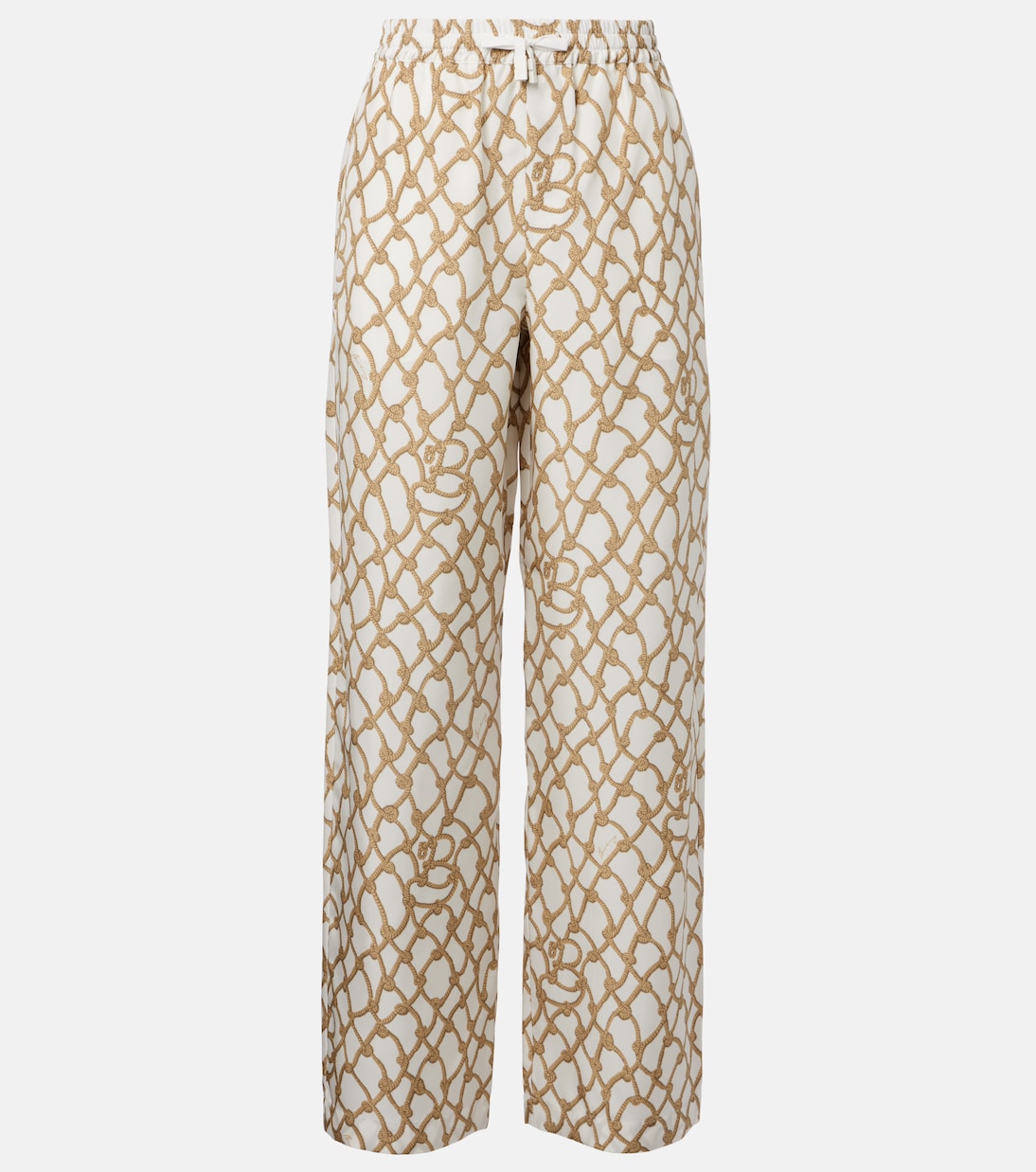

Напечатанные шелковые палаццо с высокой талией Burberry, Thatch Ip Pattern