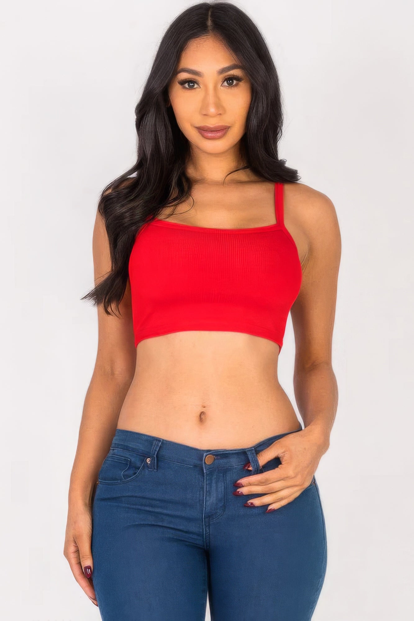 

Укороченный топ-майка в рубчик FASHNZFAB, цвет chili red