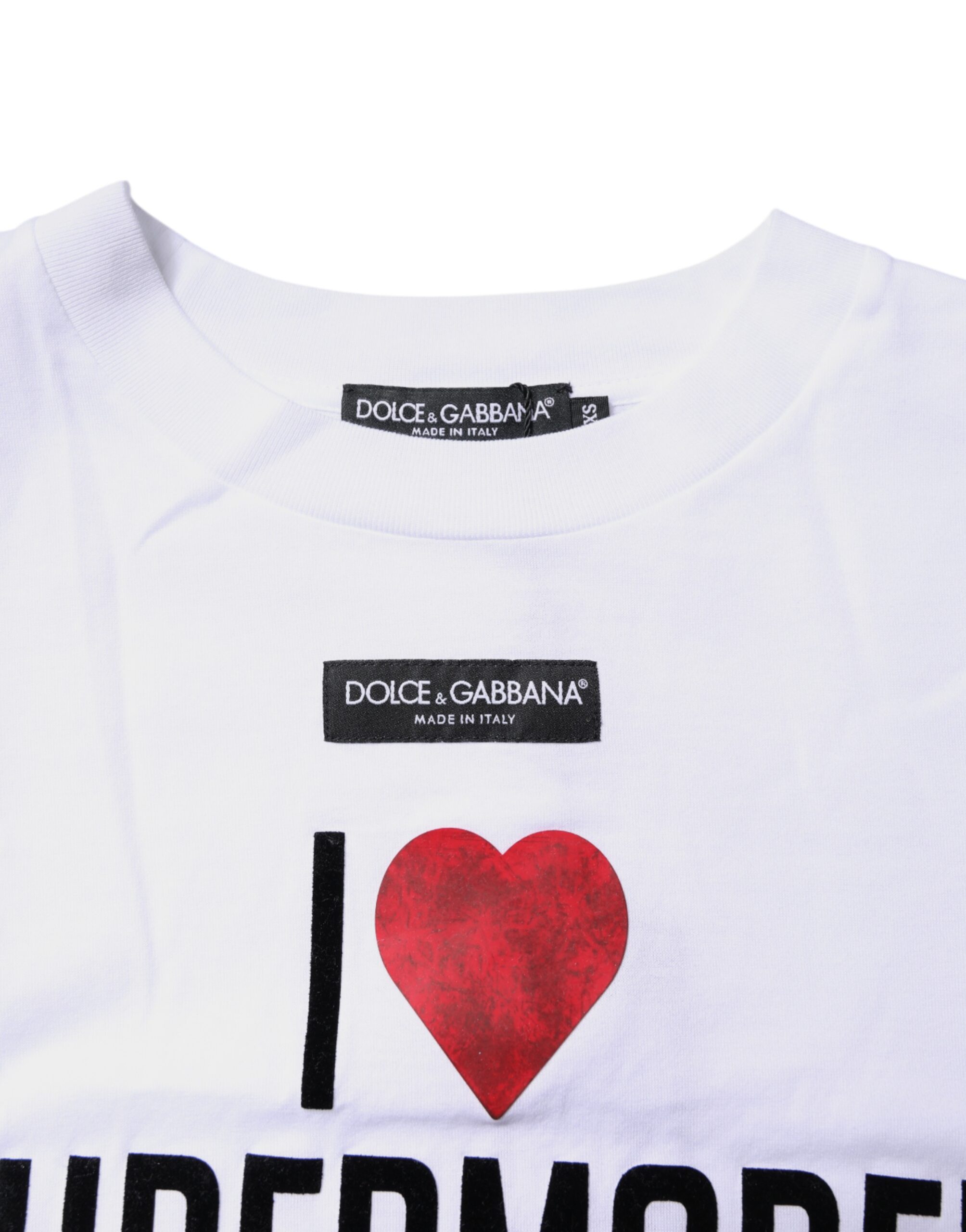 Белая хлопковая футболка с круглым вырезом и принтом Dolce & Gabbana — фото 4