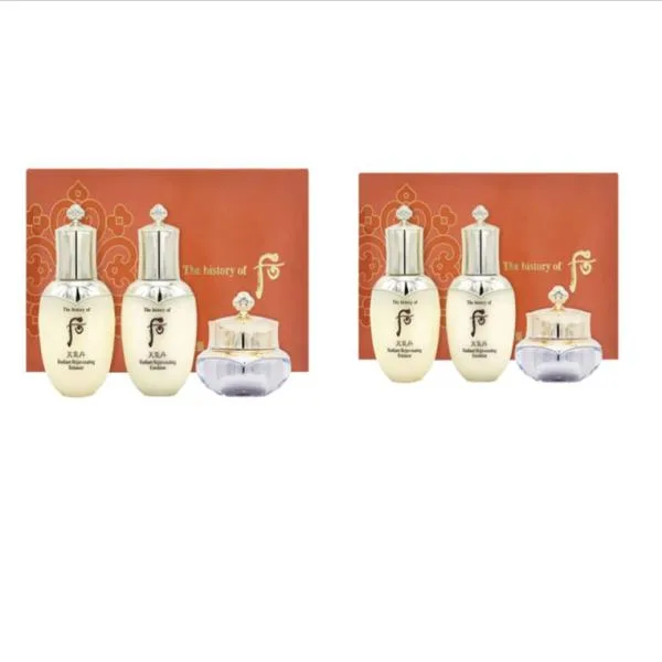 The History Of Whoo Набор для ухода за кожей TQDan Flower Tribute Radiance, Emulsion Skincare Set Travel Size 3-Piece Set*2