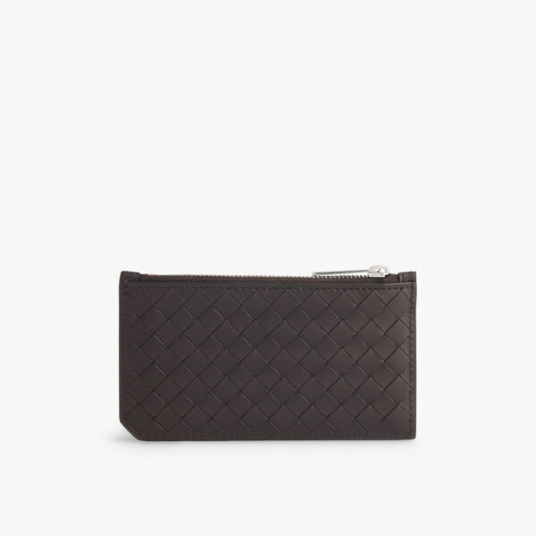 

Визитница из кожи с застежкой-молнией Intrecciato Bottega Veneta, серебряный