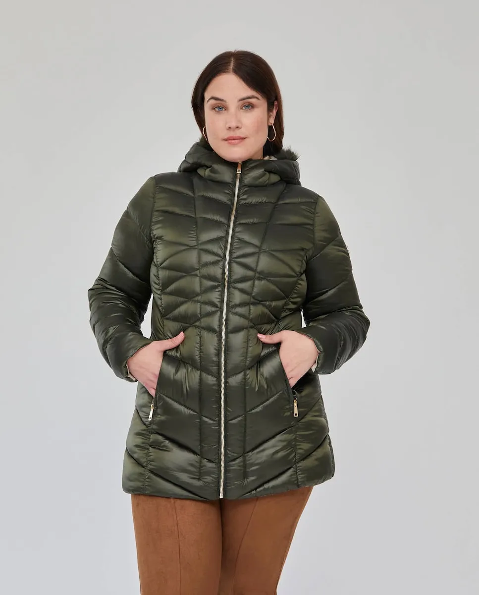 

Женская длинная стеганая парка с двойным воротником October, зеленый