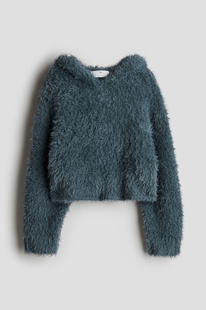 

Пушистая толстовка с капюшоном H&M, бирюзовый