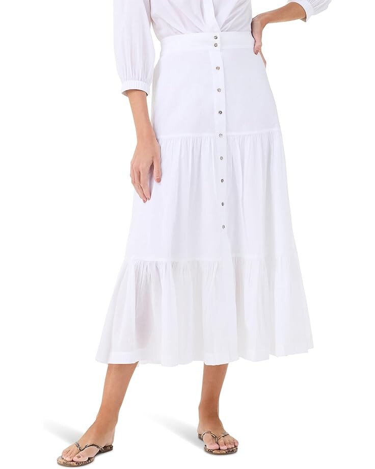 

Юбка NIC+ZOE Cotton Tiered Skirt, цвет Paper White