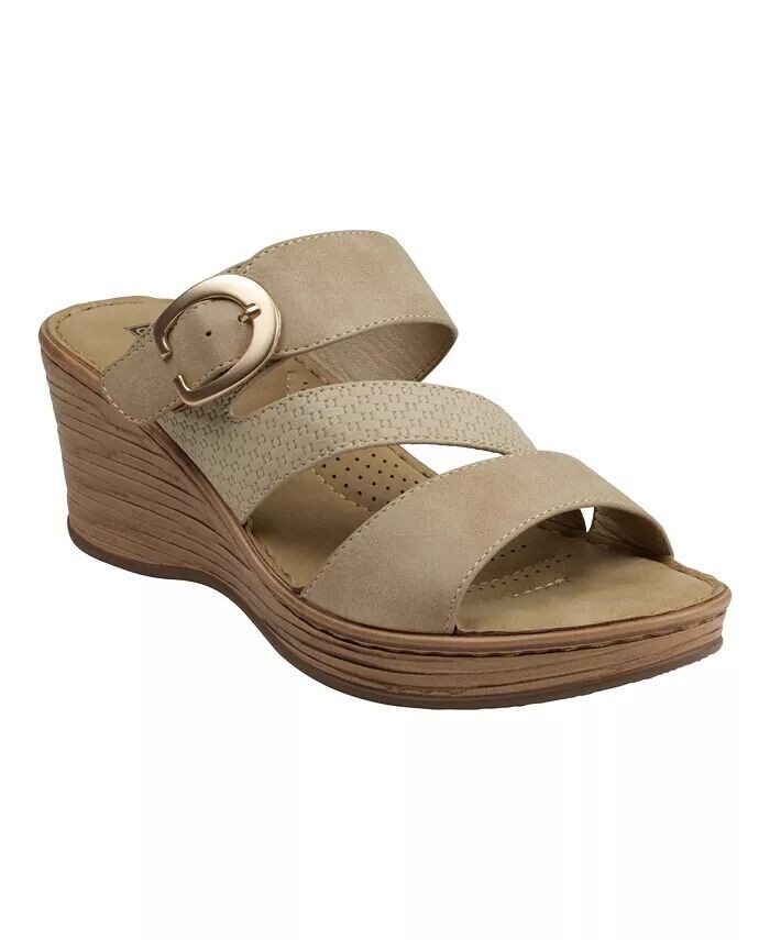 Женские комфортные босоножки на танкетке с пряжкой Odalis GC Shoes, бежевый