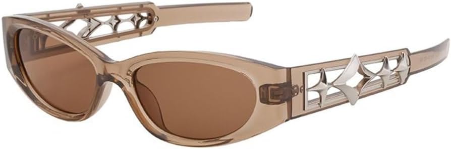 

Модные солнцезащитные очки «кошачий глаз» для женщин, роскошные солнцезащитные очки в маленькой оправе в форме звезды для мужчин, прямоугольные солнцезащитные очки TYUVIVO, C3transparentbrown