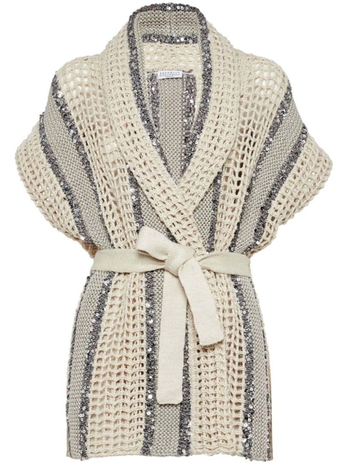 

Brunello Cucinelli кардиган с пайетками и поясом, нейтральный цвет