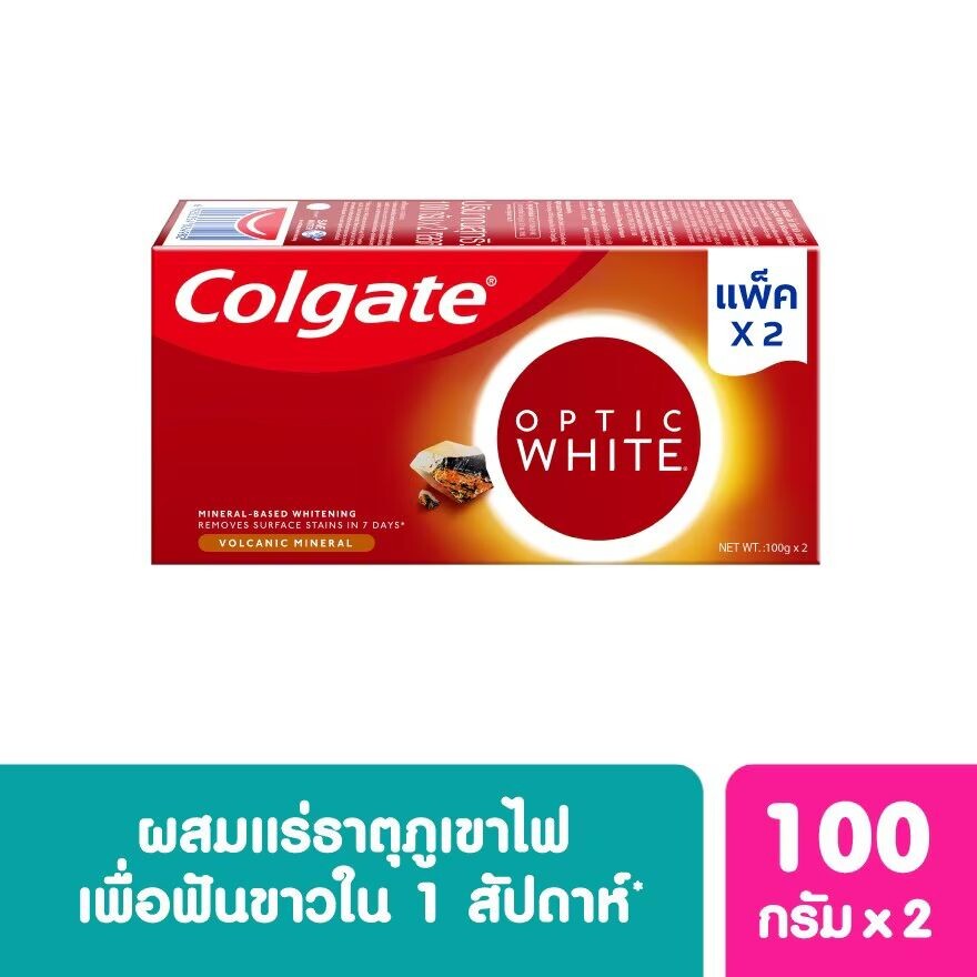

Colgate Зубная паста Optic White Volcanic Mineral 100 г. Двойная упаковка, White