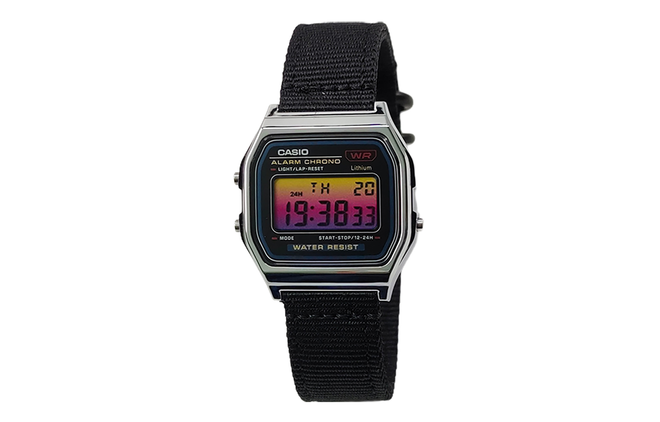 

CASIO Мужские часы Retrofit Series с кварцевым механизмом и нейлоновым ремешком, черный циферблат