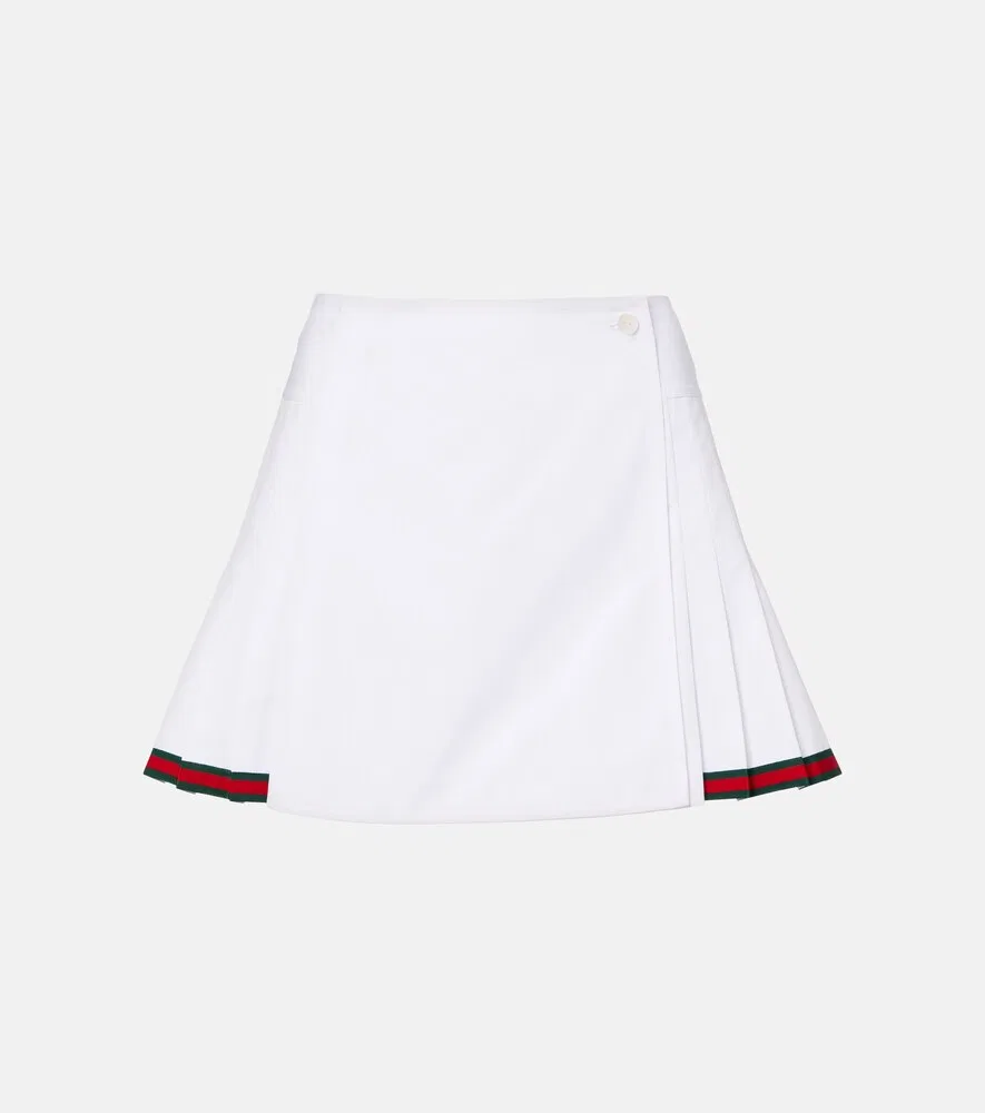 Мини-юбка Gucci Web Stripe из хлопкового поплина, белый