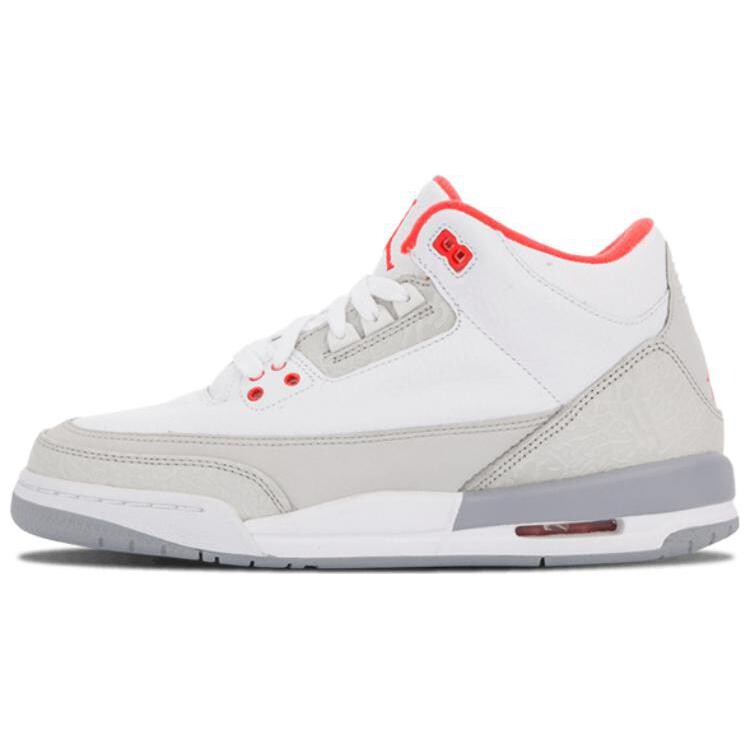 

Jordan 3 Retro White Crimson Grey GS