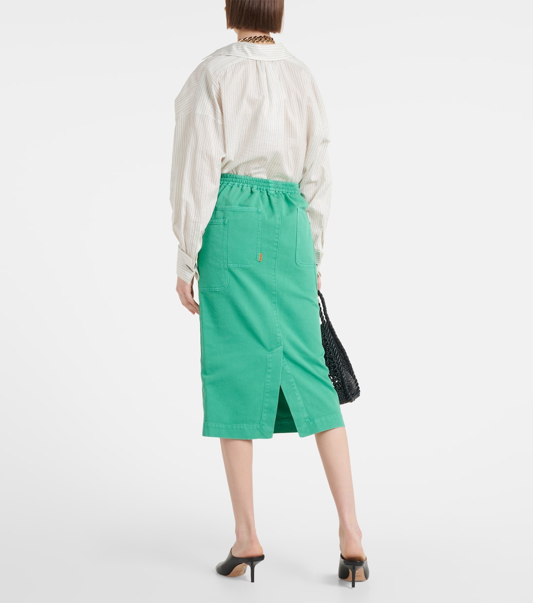 Юбка миди Werther из хлопкового полотна Max Mara, Verde Acqua — фото 3