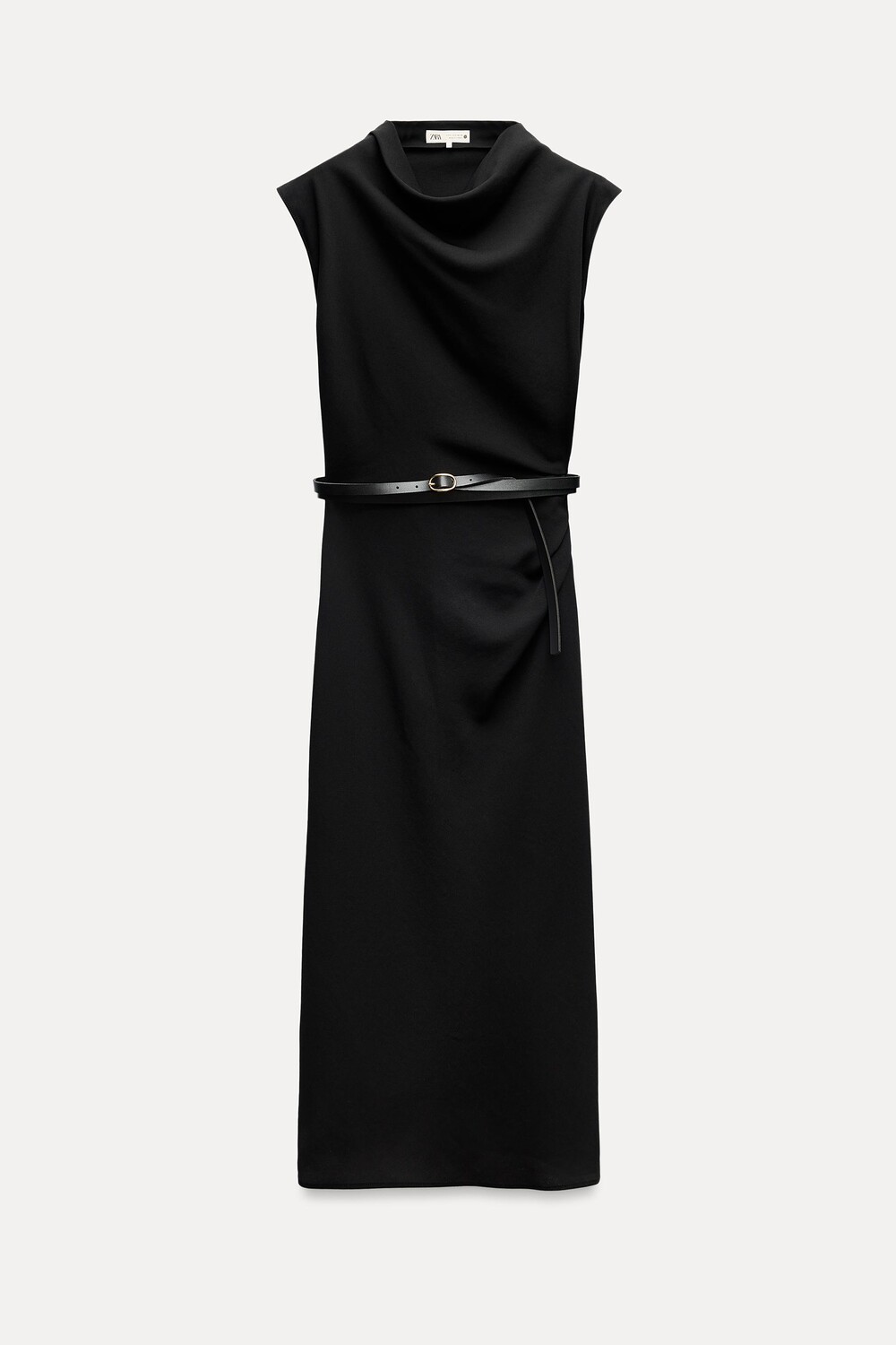 

Платье Zara Zw Collection Midi With Belt, черный