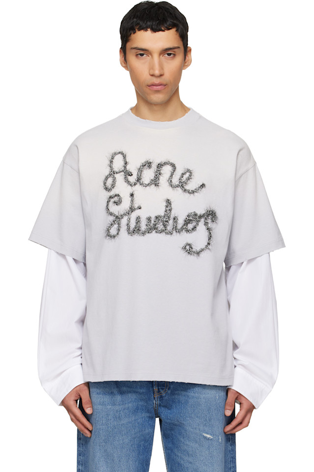 

Acne Studios Синяя многослойная футболка с логотипом