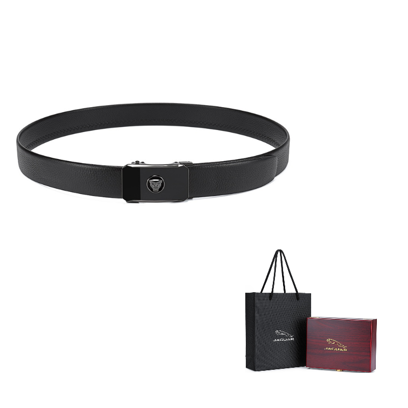 

JAGUAR Кожаный ремень мужской черный 3.5 см, Black