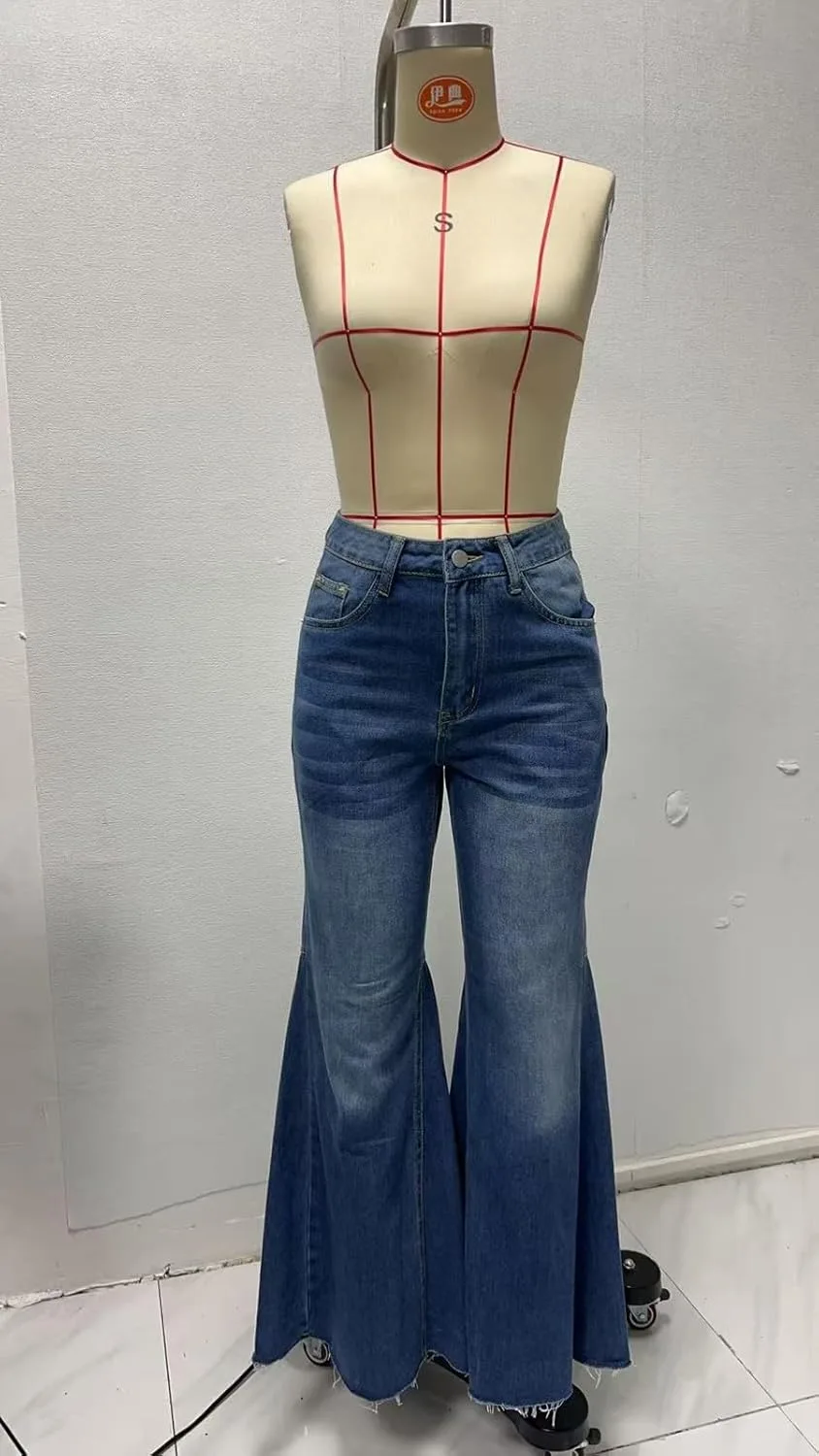 Женские джинсы Bell Bottom High Waisted Floor Length Vintage Wide Leg — фото 4