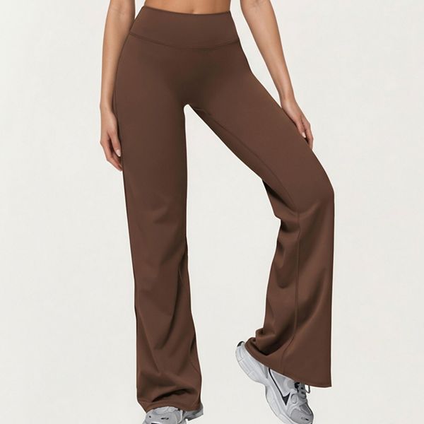 

Женские высокие фларе-штаны для йоги с эластичной тканью и гладкой компрессией Anna-Kaci, Brown