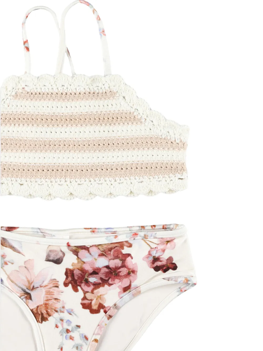 Бикини с цветочным принтом ZIMMERMANN Kids, бежевый — фото 3