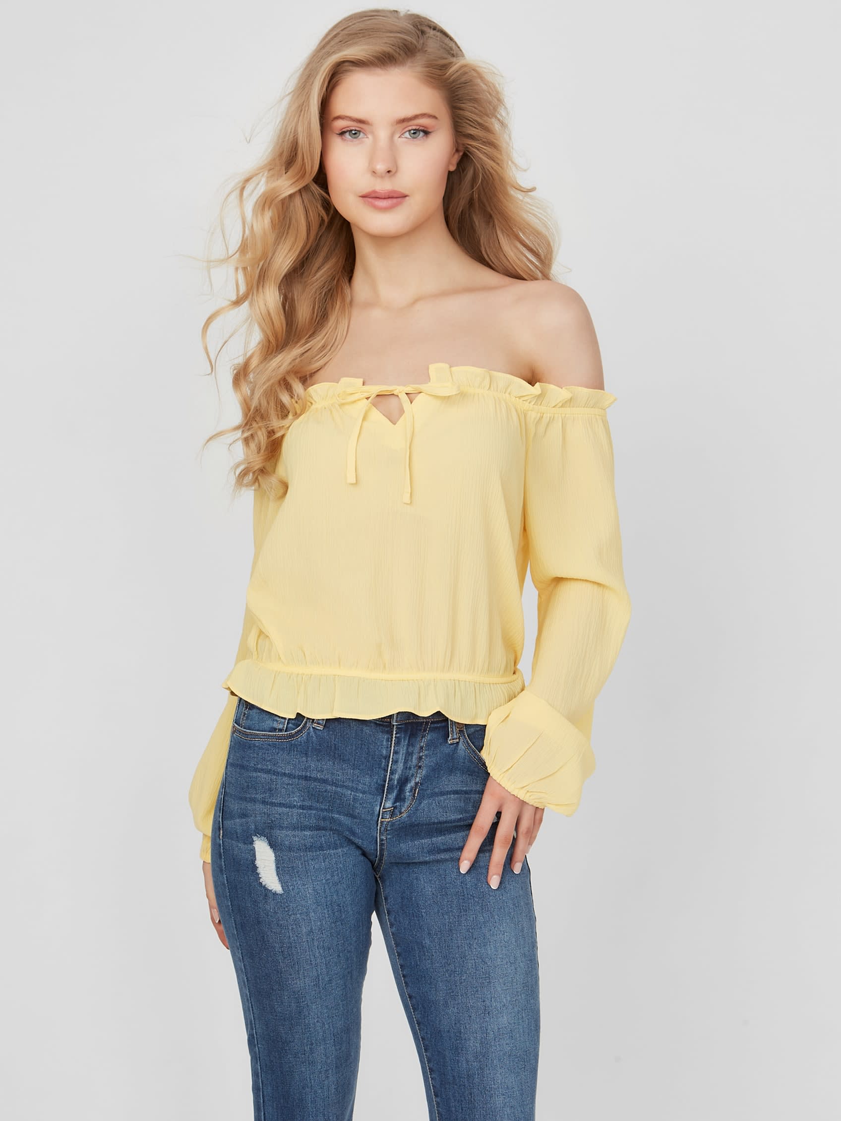 

Топ Gallia с открытыми плечами Guess Factory, цвет raise sun yellow