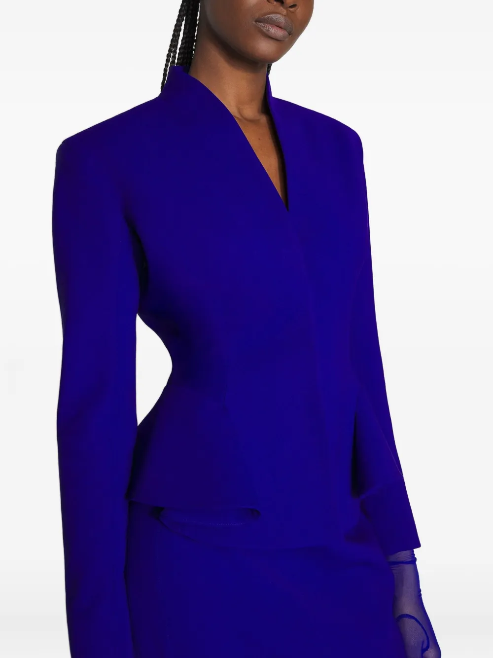 

Жакет с баской Mugler, синий
