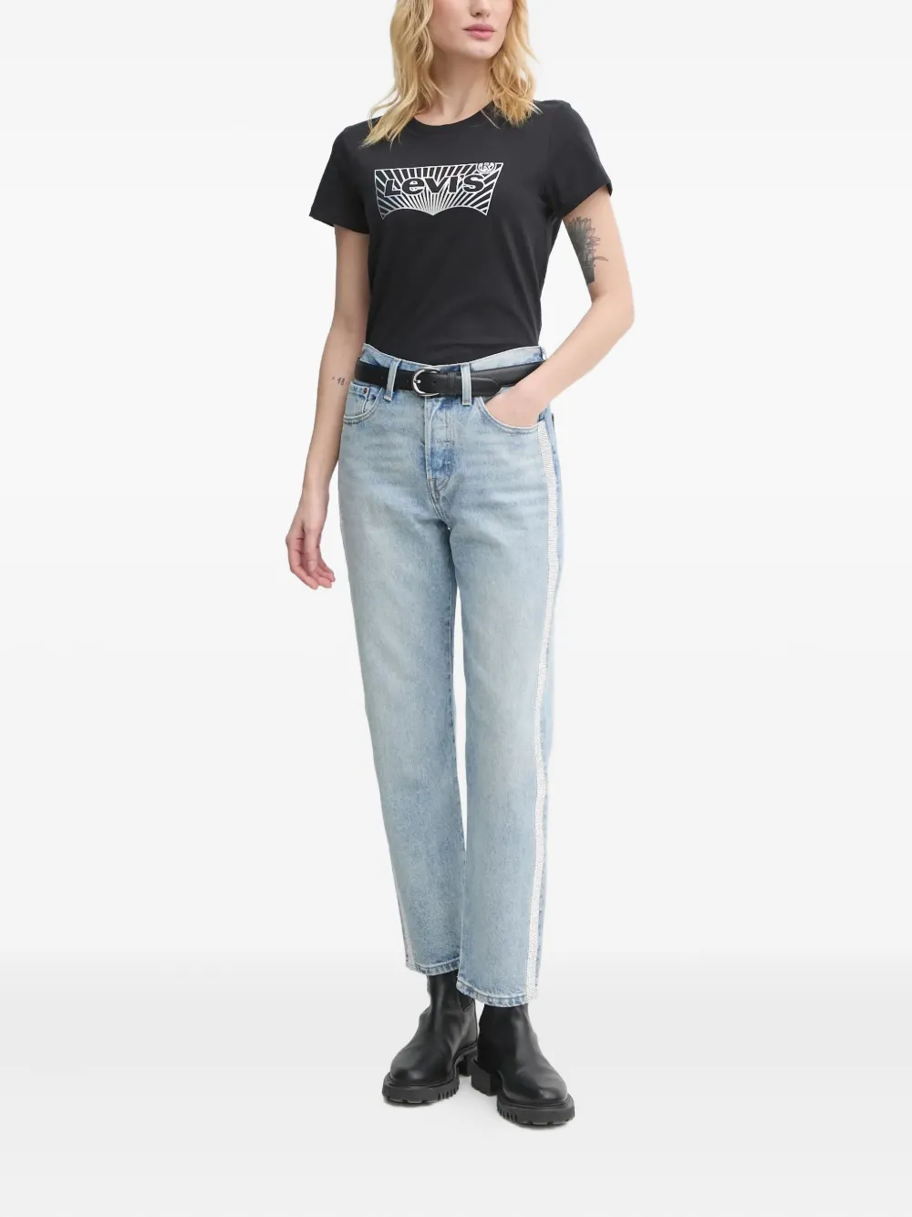 Джинсы из денима с полосой из страз Levi'S, синий — фото 2