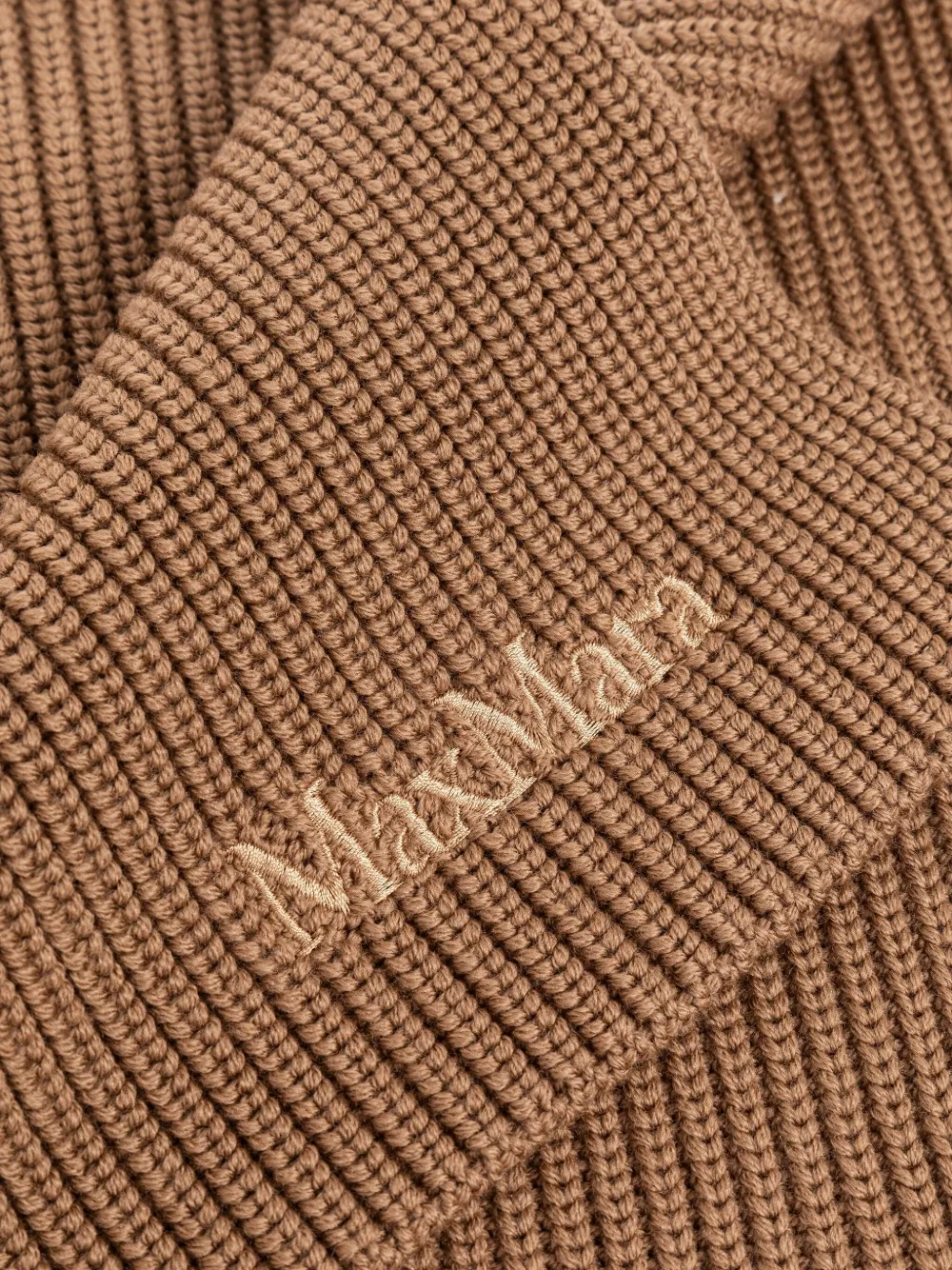 Шарф из вирджинской шерсти с высоким воротником Max Mara, коричневый — фото 4