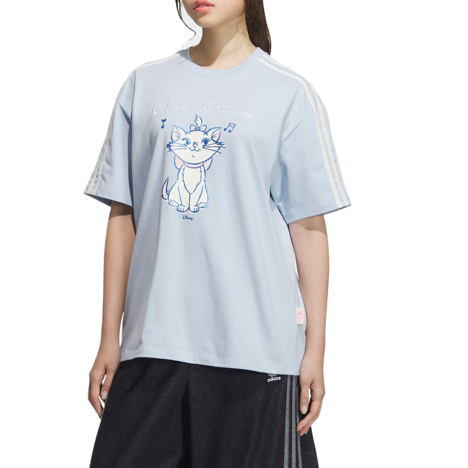 Adidas Originals Футболка Disney Collaboration с рукавом дроп-шолдер женская простая blue — фото 3