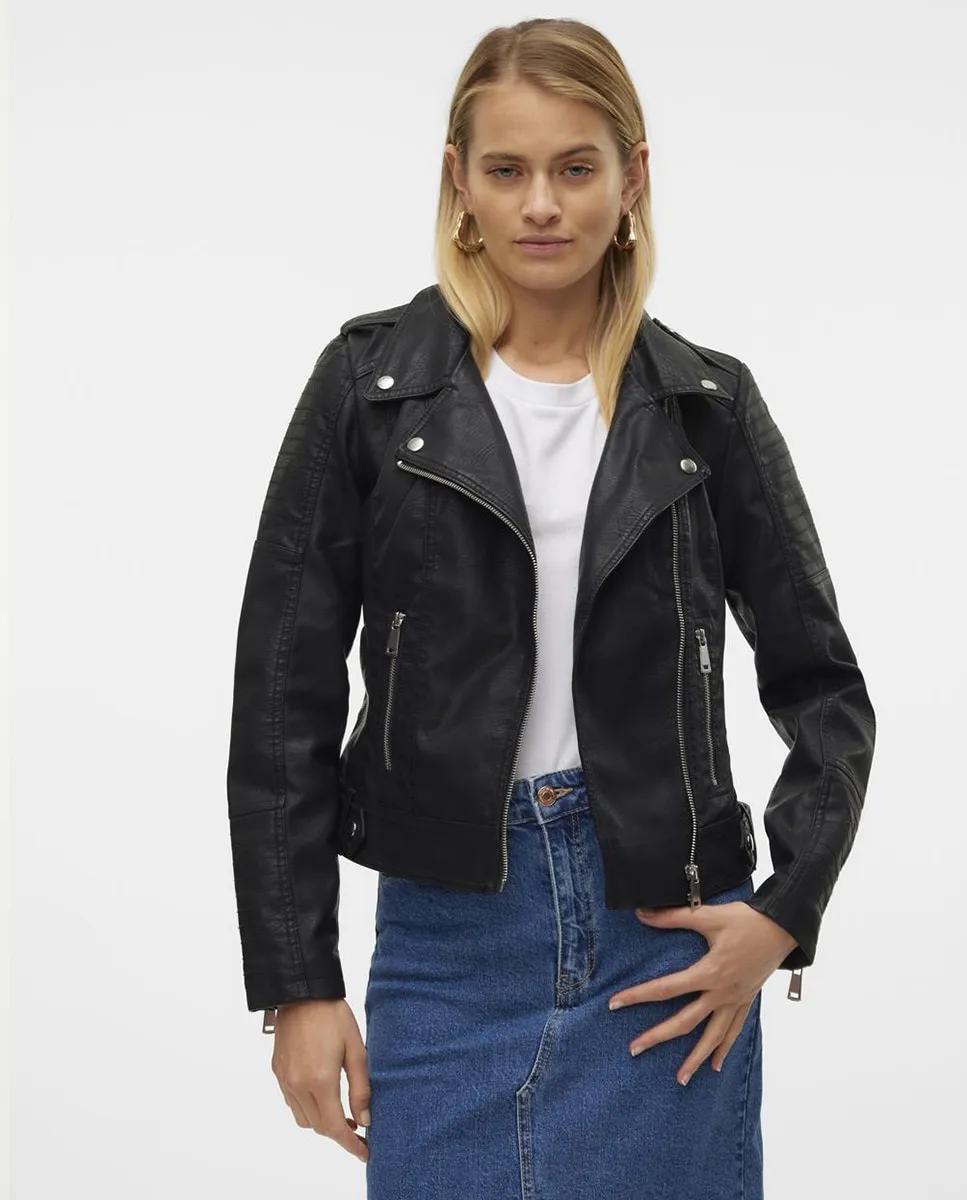 

Женская байкерская куртка из искусственной кожи Vero Moda, черный