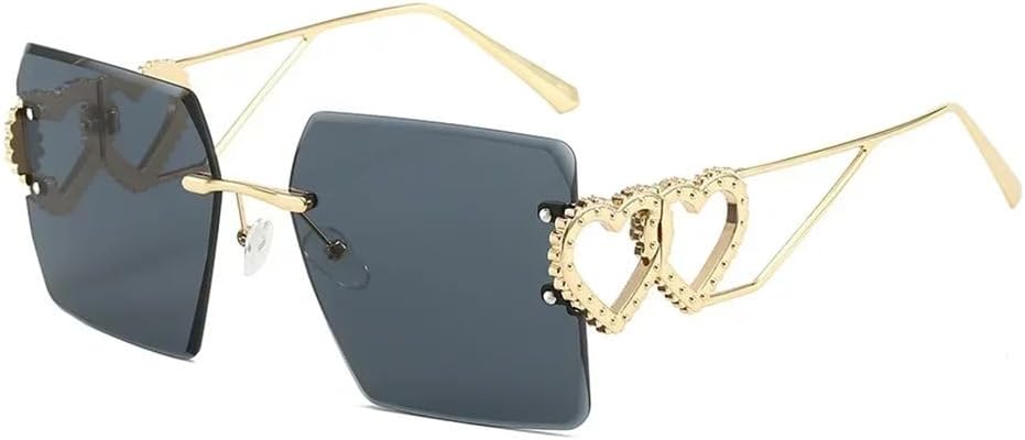 

MUTYNE Модные металлические солнцезащитные очки в крупной оправе, ретро-очки без оправы с сердечками, классические модные очки для вождения, защита от ультрафиолета UV400, C1