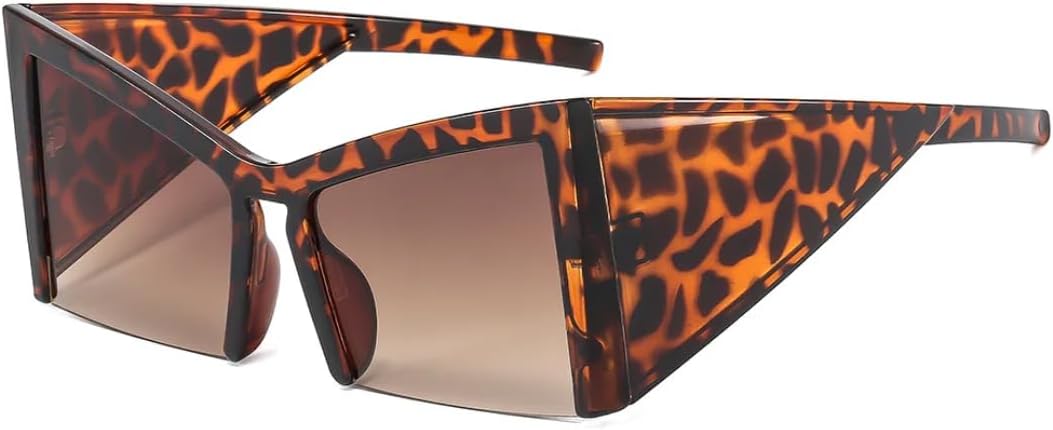 

Солнцезащитные очки квадратной формы в полуободковой оправе для женщин и мужчин, для путешествий, роскошные, большие, с защитой от УФ-излучения UV400, в стиле ретро UATXTAU, Leopard