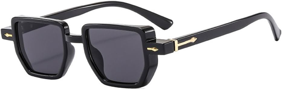 

LVTFCO Модные маленькие солнцезащитные очки для женщин UV400 в винтажном панк-стиле с заклепками, женские многоугольные очки, мужские градиентные солнцезащитные очки, Black Gray