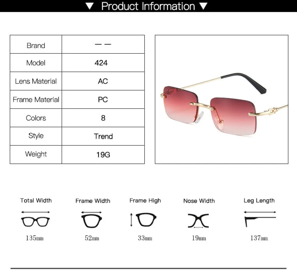 

Ретро солнцезащитные очки для женщин, модные, без оправы, с градиентным переходом цвета, солнцезащитные очки с линзами, женские безрамочные очки DSXLY, 8