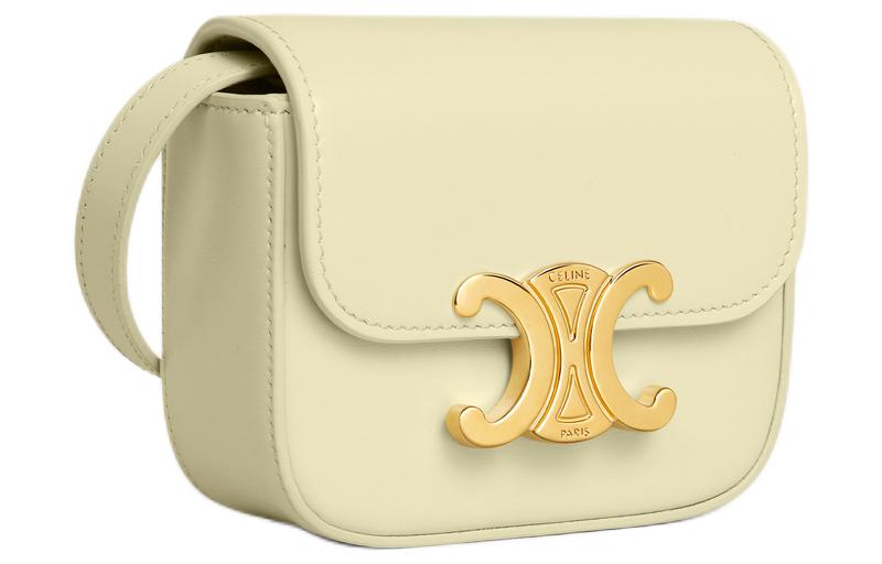CELINE Кроссбоди Claude Shiny Calfskin, мини-сумка через плечо для женщин, светло-желтый — фото 3