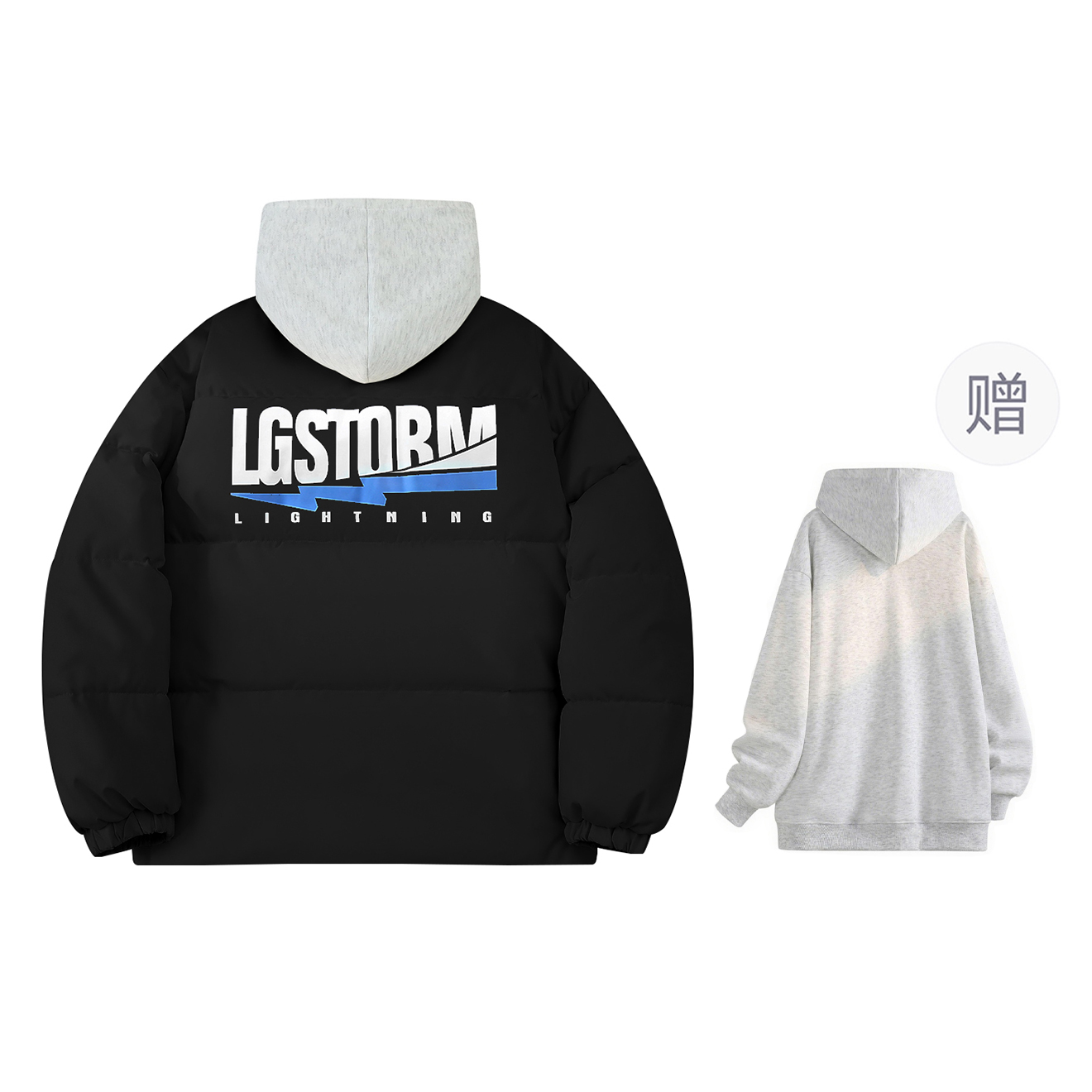 

Пуховик Unisex Lightning X Storm, черный (comes with светло-серый красный plaid hoodie)
