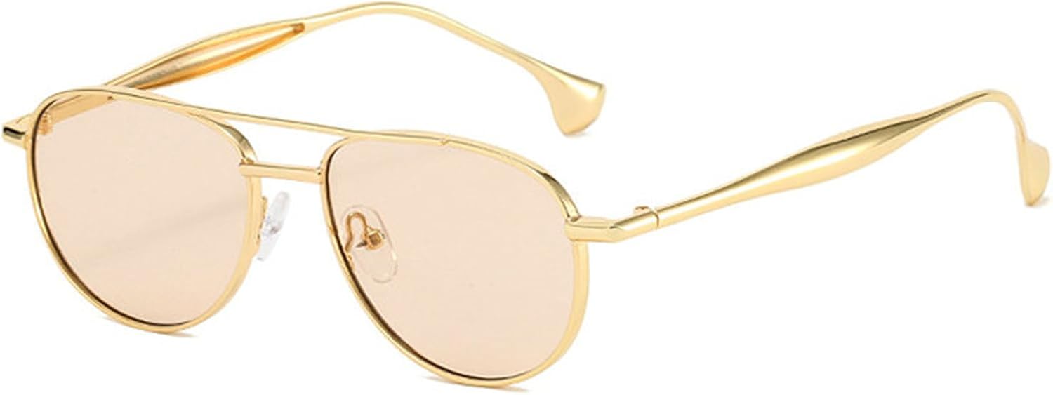 

Солнцезащитные очки Willochra Retro Oval для женщин и мужчин, золотистая металлическая оправа, модель Pilot 2026, узкие, цвета шампанского, с защитой от УФ-излучения UV400, C7