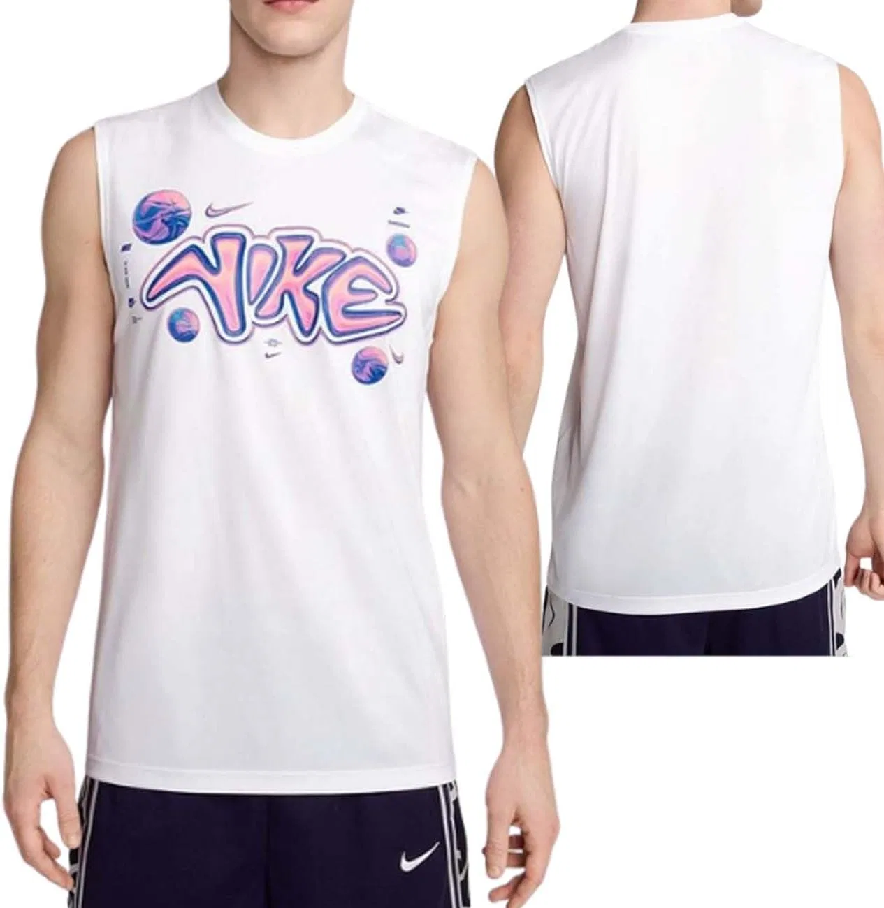 Мужская баскетбольная футболка без рукавов Nike Dri-FIT, белый